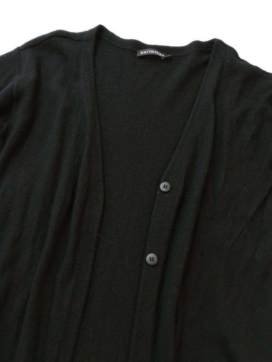 Marimekko マリメッコ PIHTA SOLID KNIT CARDIGAN ニットカーディガン 黒 ブラック S  【中古】
