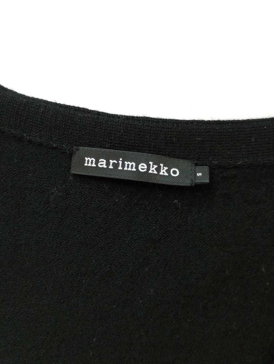 Marimekko マリメッコ PIHTA SOLID KNIT CARDIGAN ニットカーディガン 黒 ブラック S  【中古】