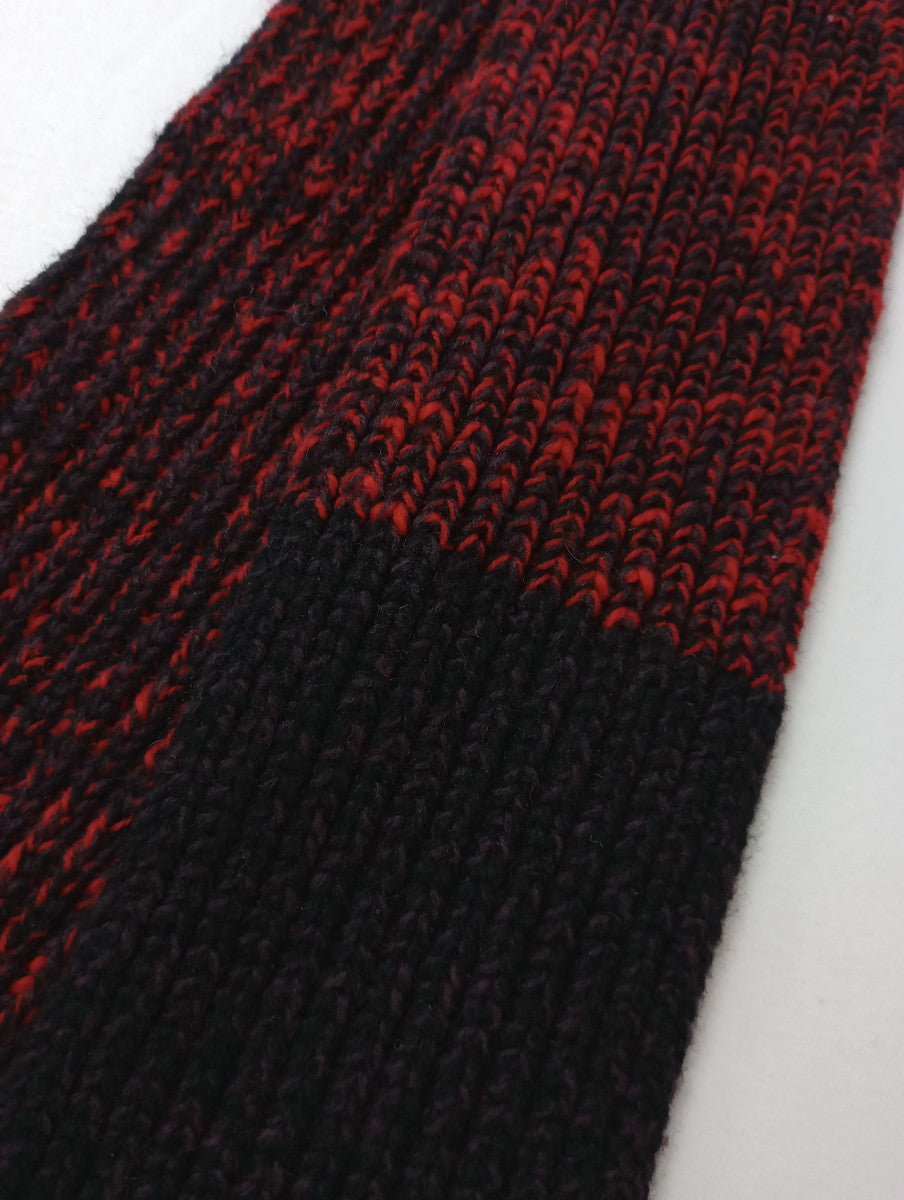 homspun ホームスパン メリノウール×綿スラブ 片畦編みミニマフラー ストール  赤  【中古】