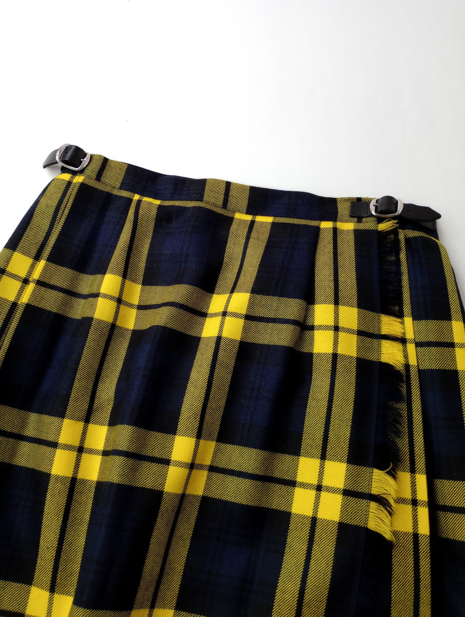 新品 O'NEIL OF DUBLIN オニールオブダブリン ロング キルト スカート イージー マキシ 黄色 イエロー チェック INISHBIGGLE ISLAND 10  US8  【中古】
