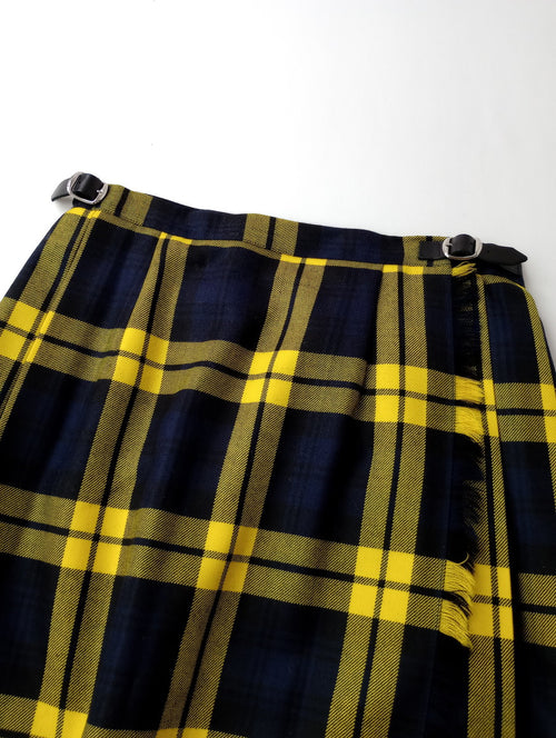 新品 O'NEIL OF DUBLIN オニールオブダブリン ロング キルト スカート イージー マキシ 黄色 イエロー チェック INISHBIGGLE ISLAND 10  US8  【中古】