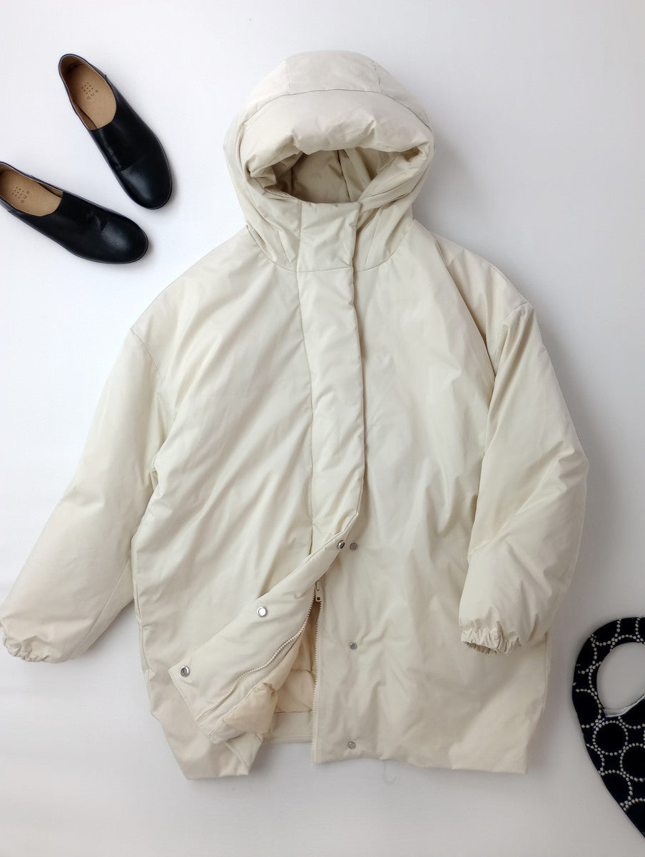 ARGUE アギュー DOWN FEATHER FOODIE BLOUSON ダウンフェザーフーディーブルゾン ジャケット アイボリー  【中古】