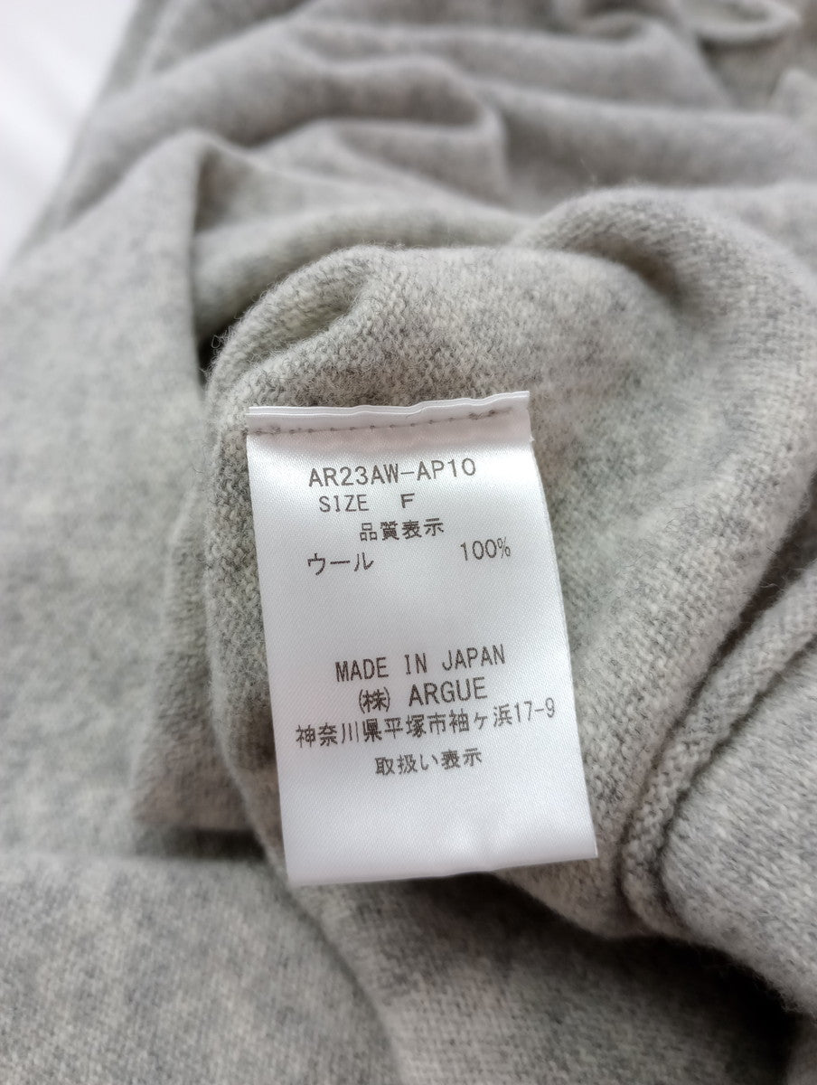 ARGUE アギュー ウール 毛 100％ 長袖 ニット セーター トップス ライト グレー 【中古】