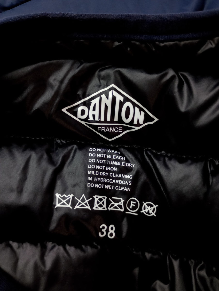 DANTON ダントン ノーカラー ダウンジャケット ネイビー 38  【中古】