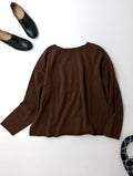 ARGUE アギュー SUPER EXTRA FINE LAMB‘S WOOL T-SHIRT HOLE KNIT スーパーファイン ラムズウール 長袖  ニット  トップス  2 ブラウン   【中古】