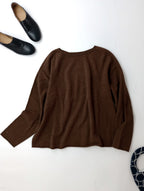 ARGUE アギュー SUPER EXTRA FINE LAMB‘S WOOL T-SHIRT HOLE KNIT スーパーファイン ラムズウール 長袖  ニット  トップス  2 ブラウン   【中古】