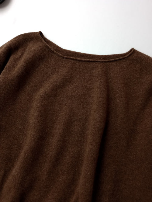 ARGUE アギュー SUPER EXTRA FINE LAMB‘S WOOL T-SHIRT HOLE KNIT スーパーファイン ラムズウール 長袖  ニット  トップス  2 ブラウン   【中古】