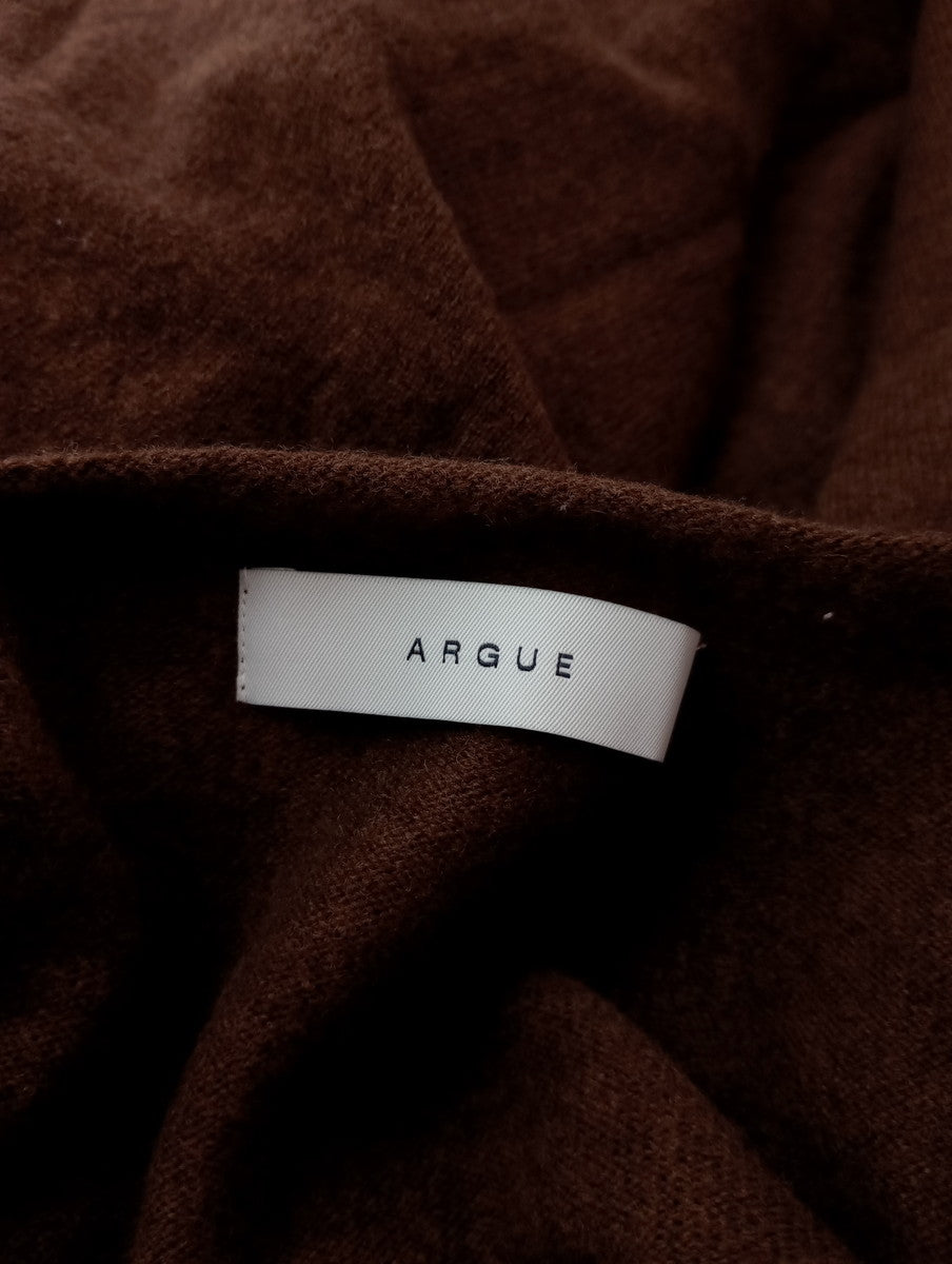 ARGUE アギュー SUPER EXTRA FINE LAMB‘S WOOL T-SHIRT HOLE KNIT スーパーファイン ラムズウール 長袖  ニット  トップス  2 ブラウン   【中古】