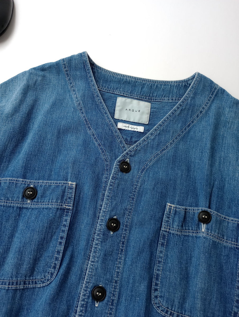 ARGUE アギュー ベースボール デニム シャツ カバーオール ジャケット ブルー  【中古】