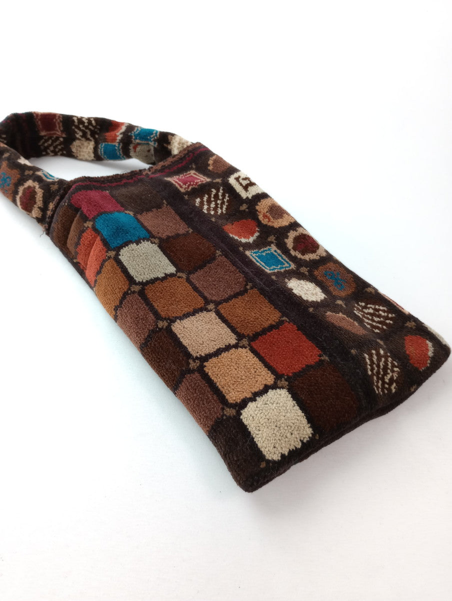 ebagos エバゴス CHOCOLATE シェニール織り チョコレート ポーチ バッグ 【中古】