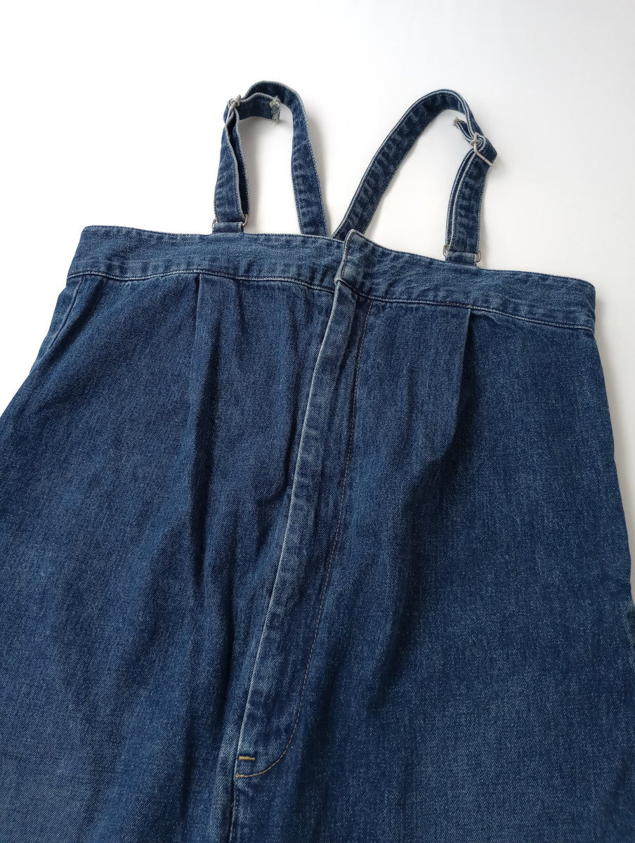 JOHNBULL ジョンブル コットンデニムタックベアサロペット オーバーオール オールインワン ヴィンテージ加工 ブルー  M  【中古】