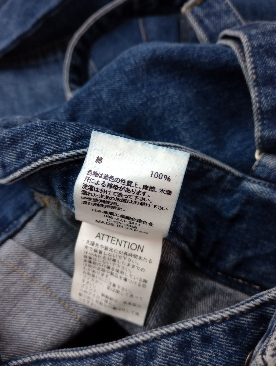 JOHNBULL ジョンブル コットンデニムタックベアサロペット オーバーオール オールインワン ヴィンテージ加工 ブルー  M  【中古】