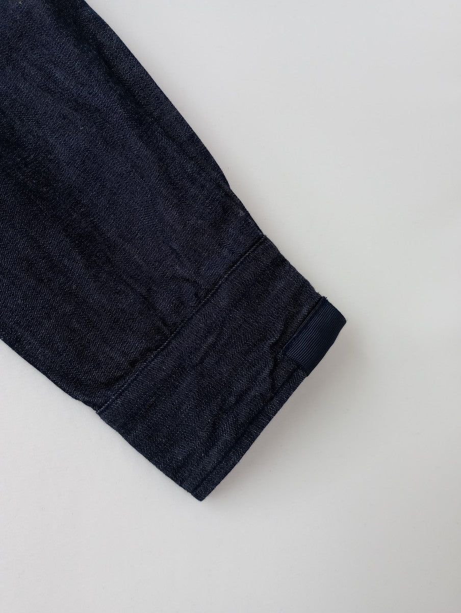 BONNY WOVEN ボニーウーブン BOW TIE BLOUSE デニム ボウタイ ブラウス 長袖 トップス ネイビー  【中古】