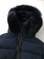 MACKAGE マッカージュ CALLA-BX フォックスファー ロング ダウン コート  ネイビー 黒 ブラック   S/P  【中古】