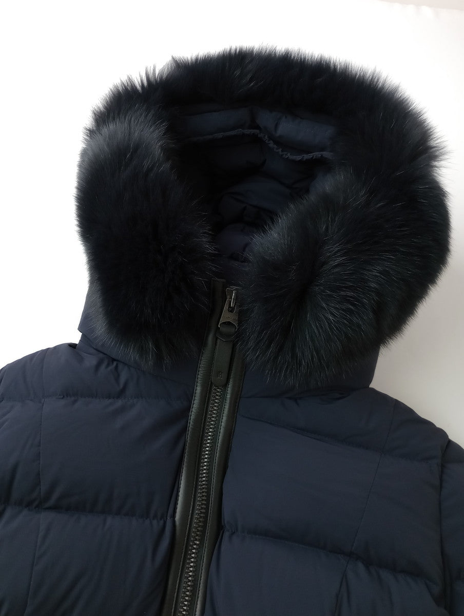 MACKAGE マッカージュ CALLA-BX フォックスファー ロング ダウン コート  ネイビー 黒 ブラック   S/P  【中古】