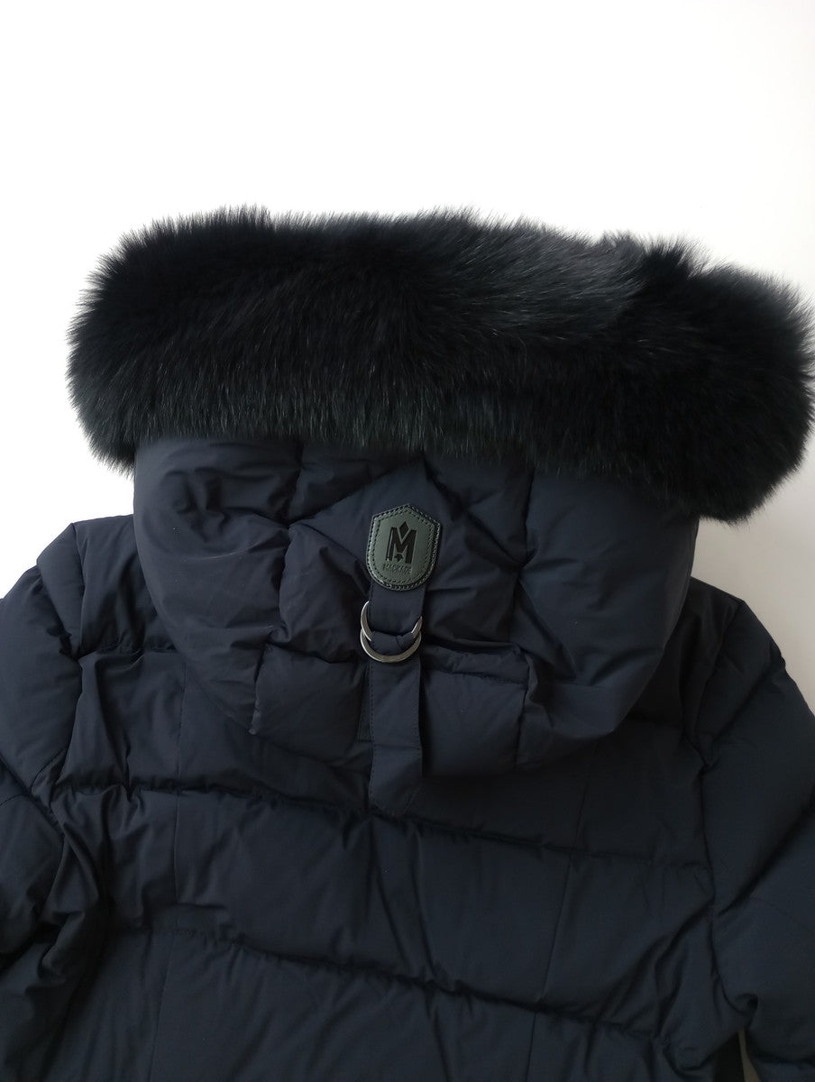 MACKAGE マッカージュ CALLA-BX フォックスファー ロング ダウン コート  ネイビー 黒 ブラック   S/P  【中古】