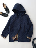 MACKINTOSH LONDON マッキントッシュロンドン キルティングタフタフーデットショートコート ネイビー ジャケット 38   【中古】