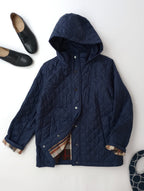 MACKINTOSH LONDON マッキントッシュロンドン キルティングタフタフーデットショートコート ネイビー ジャケット 38   【中古】
