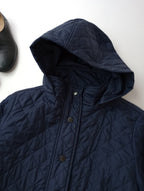 MACKINTOSH LONDON マッキントッシュロンドン キルティングタフタフーデットショートコート ネイビー ジャケット 38   【中古】