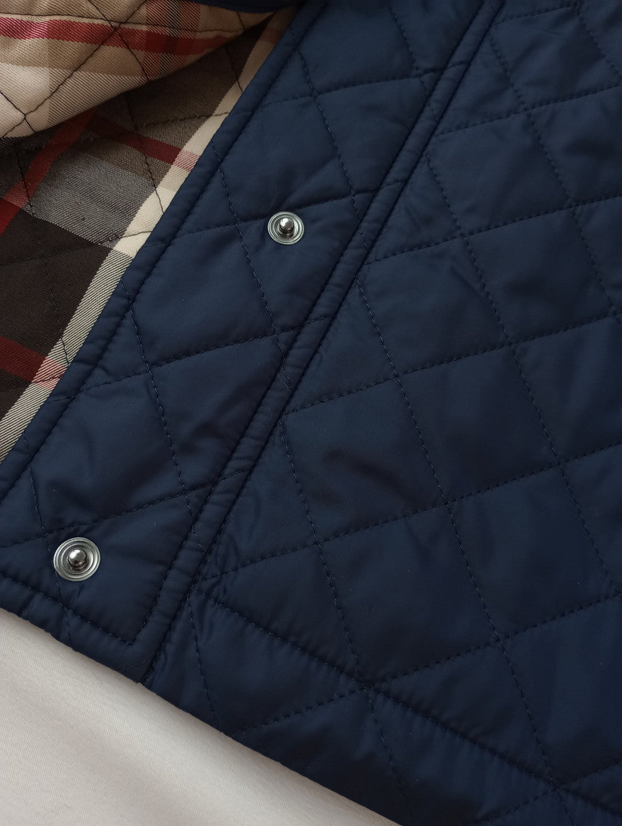 MACKINTOSH LONDON マッキントッシュロンドン キルティングタフタフーデットショートコート ネイビー ジャケット 38   【中古】