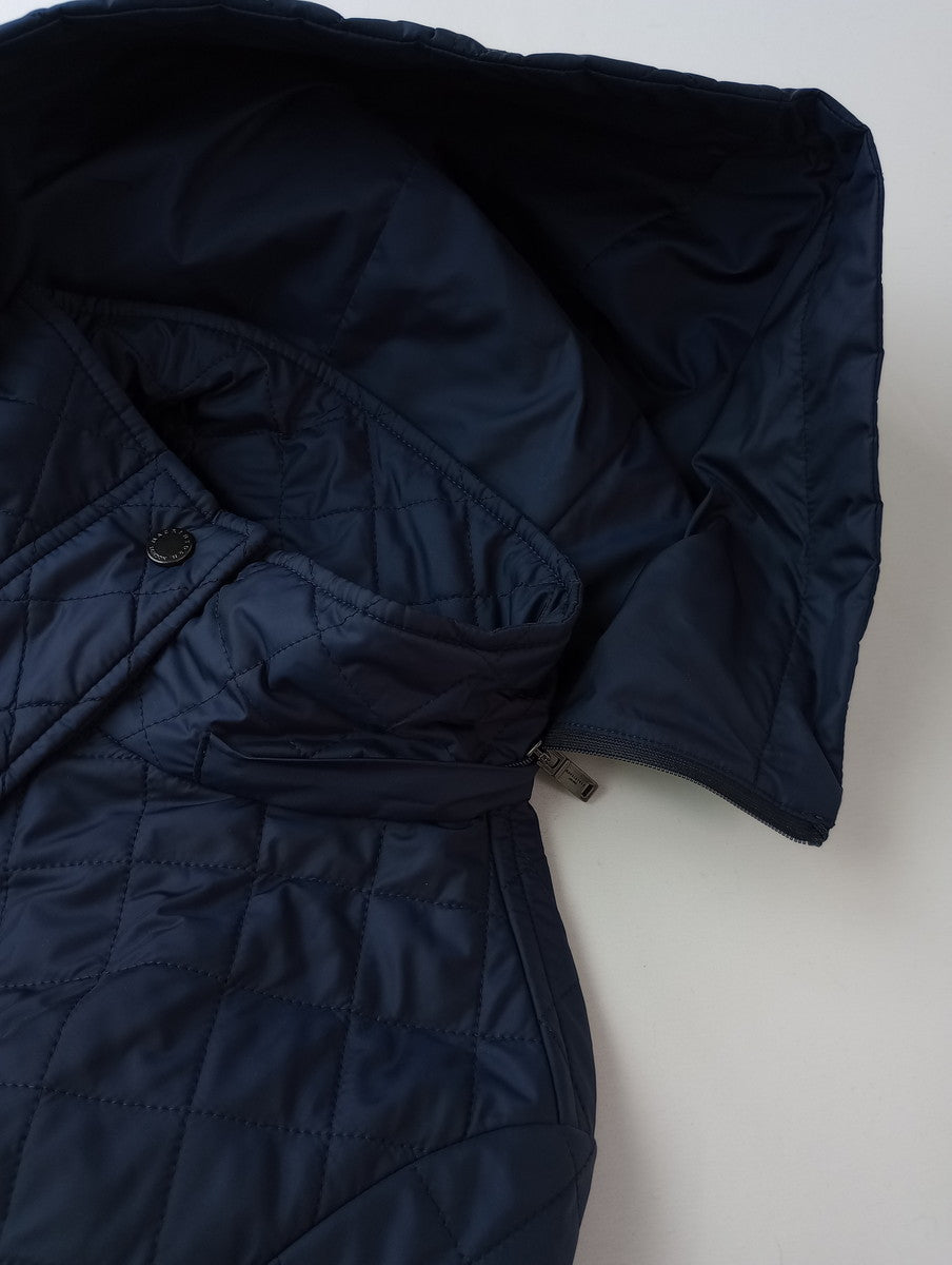 MACKINTOSH LONDON マッキントッシュロンドン キルティングタフタフーデットショートコート ネイビー ジャケット 38   【中古】