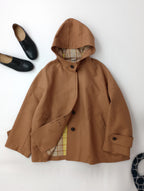 MACKINTOSH LONDON  マッキントッシュロンドン  婦人画報掲載 ROSLEY ロズリー コットンチェックダブルクロス フーデッドコート くすみオレンジ 38  【中古】