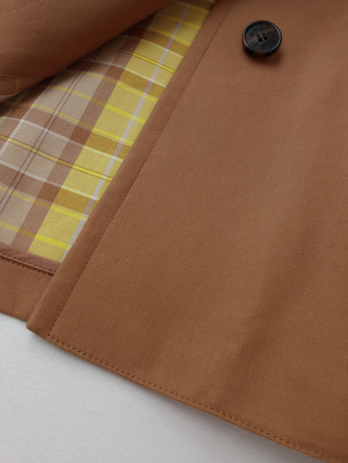 MACKINTOSH LONDON  マッキントッシュロンドン  婦人画報掲載 ROSLEY ロズリー コットンチェックダブルクロス フーデッドコート くすみオレンジ 38  【中古】