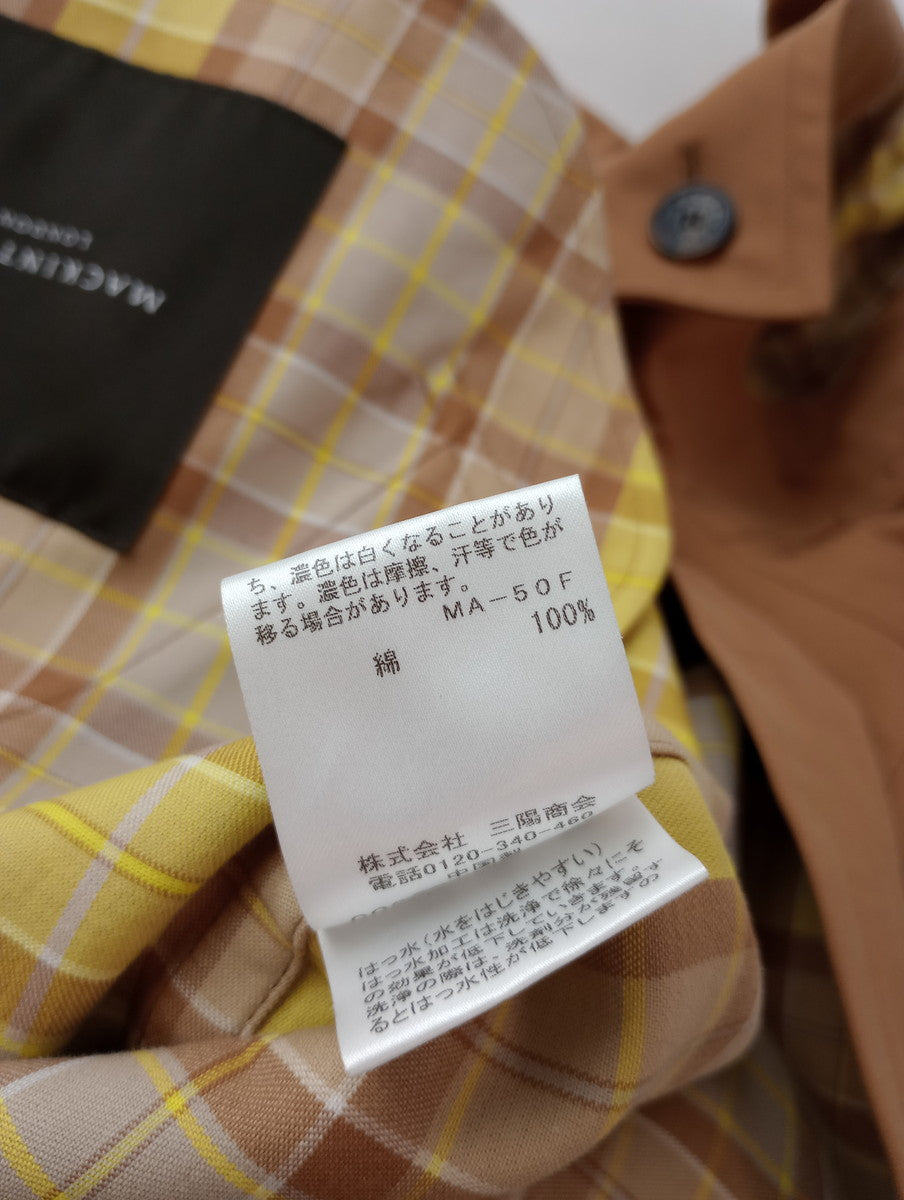 MACKINTOSH LONDON  マッキントッシュロンドン  婦人画報掲載 ROSLEY ロズリー コットンチェックダブルクロス フーデッドコート くすみオレンジ 38  【中古】