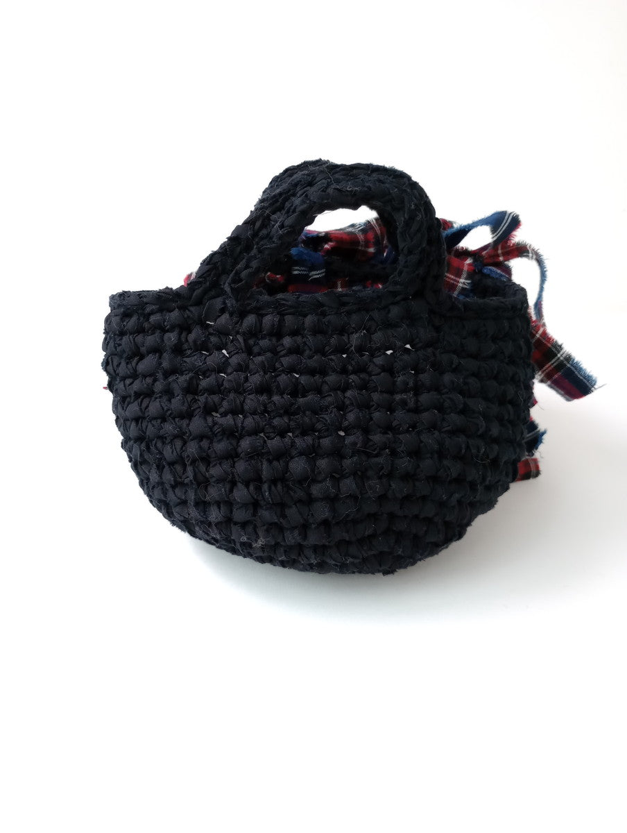 MIKI KAWAMURA 河村美琴 FRINGE TOTE BAG フリンジトートバッグ チェック 黒 ブラック  【中古】