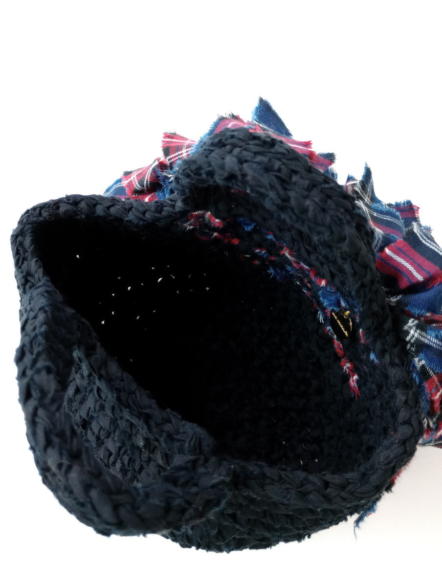 MIKI KAWAMURA 河村美琴 FRINGE TOTE BAG フリンジトートバッグ チェック 黒 ブラック  【中古】