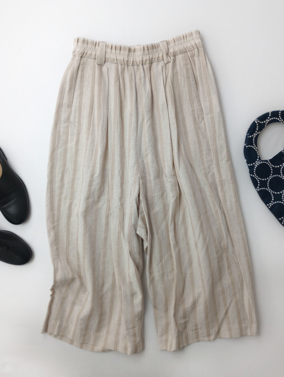 atelier naruse アトリエナルセ   cotton  linen gaucho pants stripe  ストライプ  パンツ   ベージュ  F  【中古】