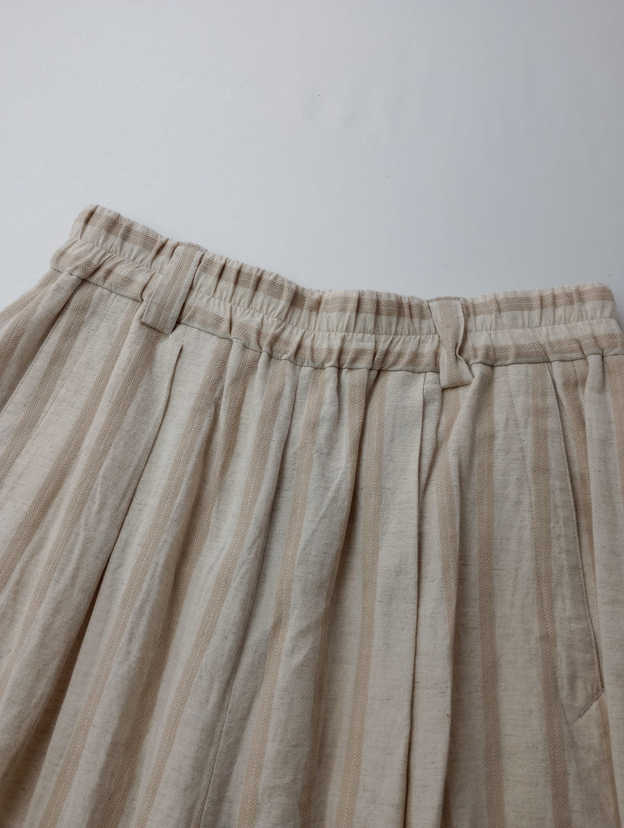 atelier naruse アトリエナルセ   cotton  linen gaucho pants stripe  ストライプ  パンツ   ベージュ  F  【中古】
