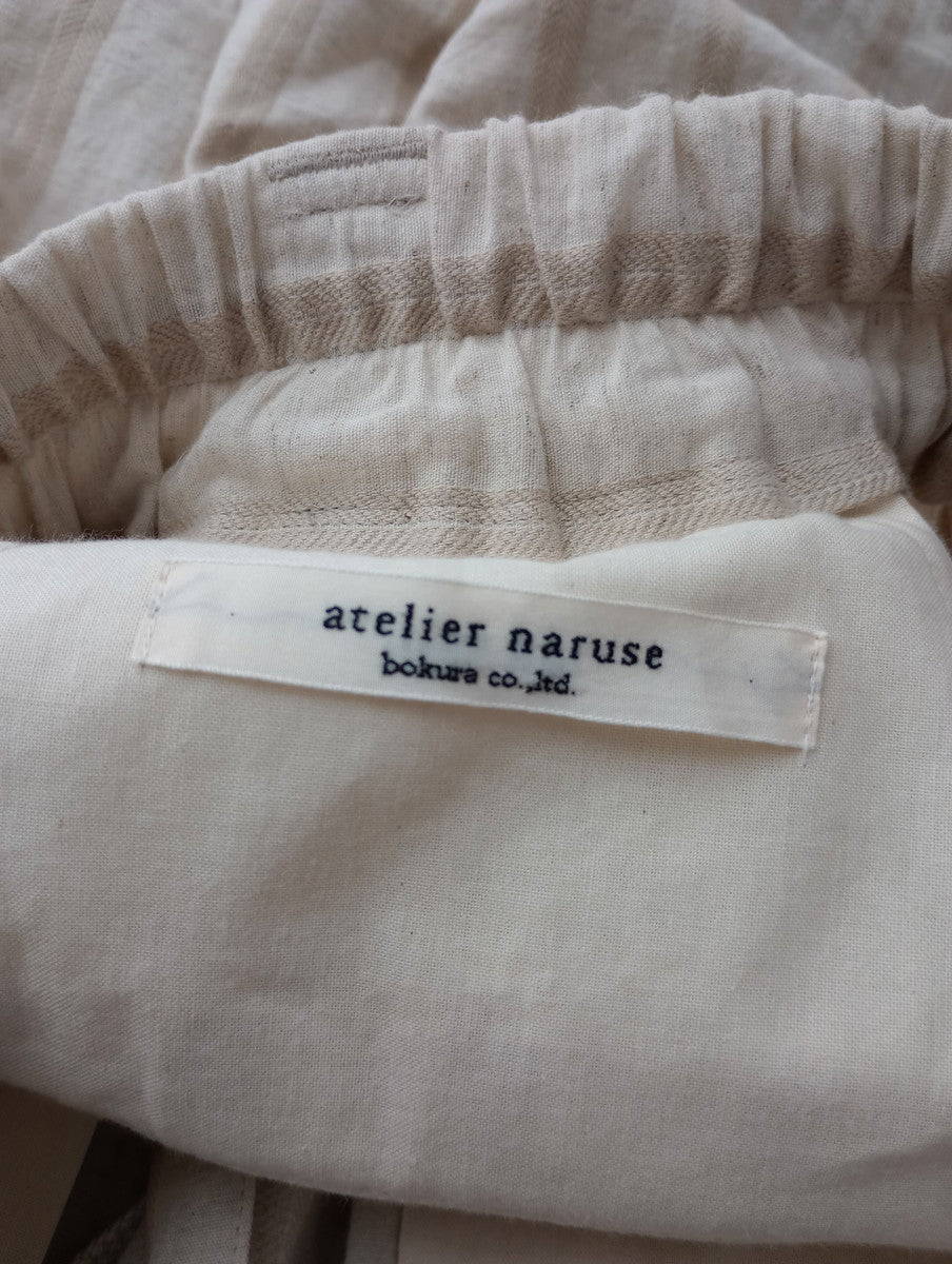 atelier naruse アトリエナルセ   cotton  linen gaucho pants stripe  ストライプ  パンツ   ベージュ  F  【中古】