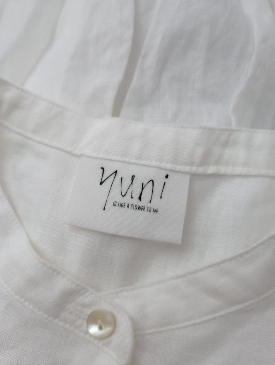 yuni ユニ  フレンチ リネン ワイド ブラウス シャツ トップス  白 ホワイト (12M＋4819) 【中古】