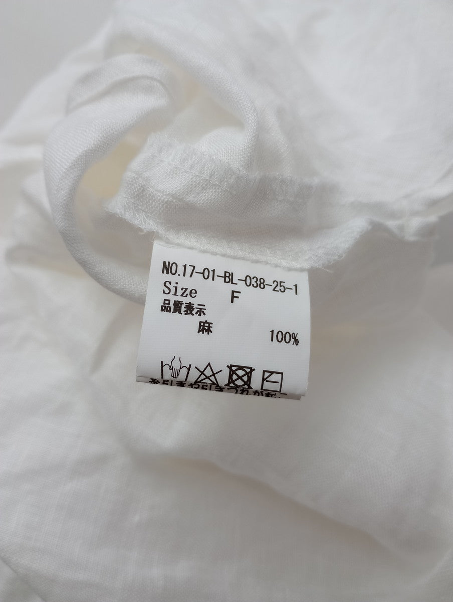 yuni ユニ  フレンチ リネン ワイド ブラウス シャツ トップス  白 ホワイト (12M＋4819) 【中古】