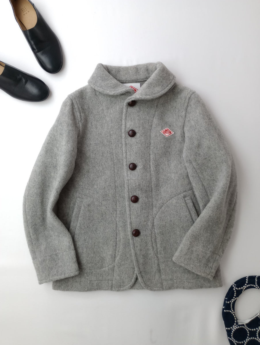 DANTON  ダントン  ウール  モッサ  丸衿 ブルゾン 丸襟 ジャケット  コート グレー 34   【中古】