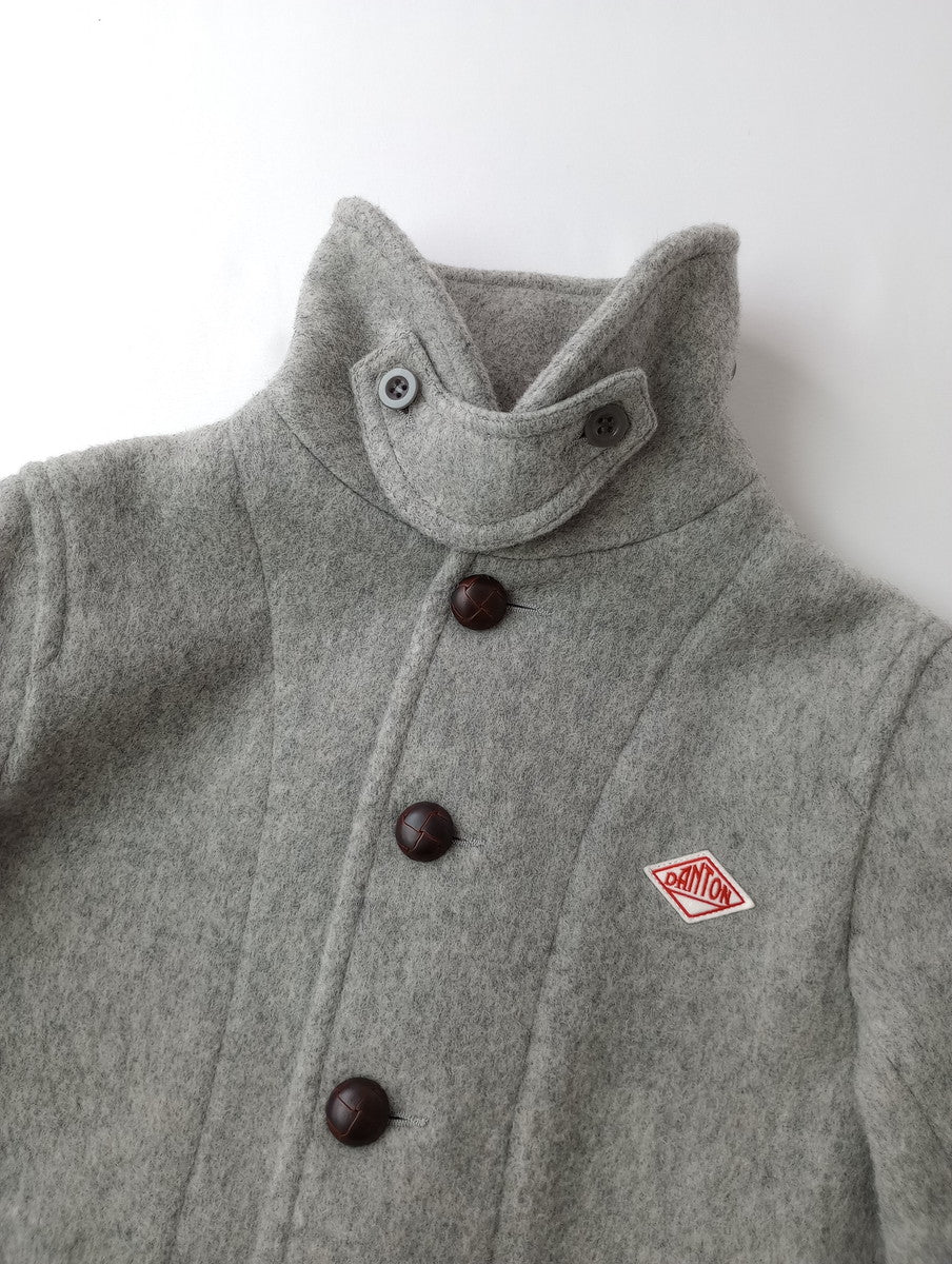 DANTON  ダントン  ウール  モッサ  丸衿 ブルゾン 丸襟 ジャケット  コート グレー 34   【中古】