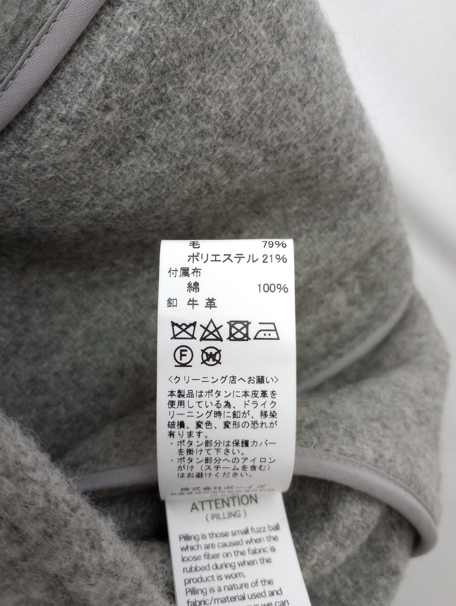 DANTON  ダントン  ウール  モッサ  丸衿 ブルゾン 丸襟 ジャケット  コート グレー 34   【中古】