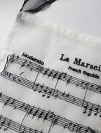 BRIGITTE TANAKA ブリジットタナカ BT.MO.1010 La Marseillaise ラ・マルセイエーズ 楽譜 音符 オーガンジー刺繍 バッグ 白黒&nbsp; 【中古】