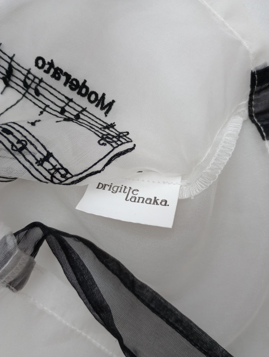 BRIGITTE TANAKA ブリジットタナカ BT.MO.1010 La Marseillaise ラ・マルセイエーズ 楽譜 音符 オーガンジー刺繍 バッグ 白黒&nbsp; 【中古】