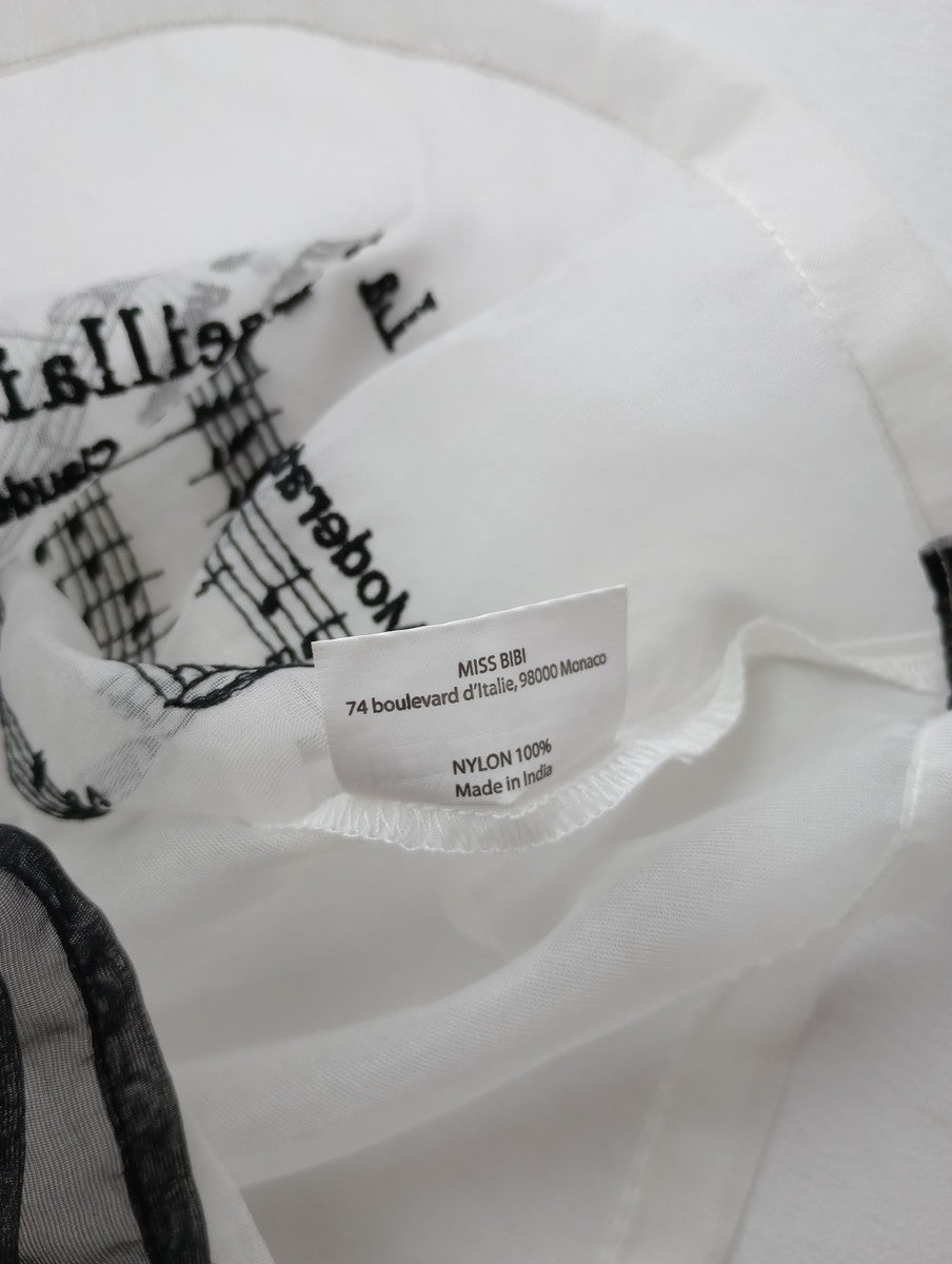 BRIGITTE TANAKA ブリジットタナカ BT.MO.1010 La Marseillaise ラ・マルセイエーズ 楽譜 音符 オーガンジー刺繍 バッグ 白黒&nbsp; 【中古】