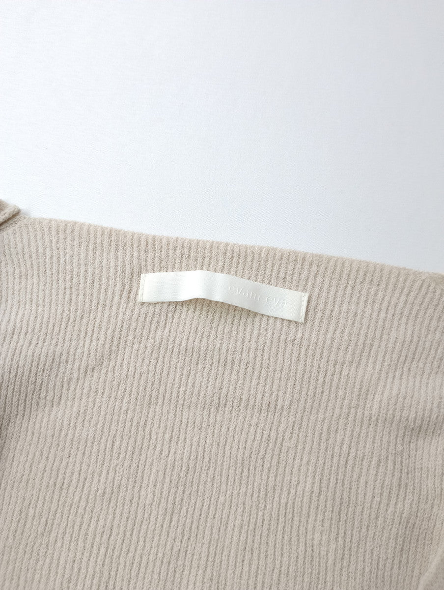 evam eva エヴァムエヴァ aze vest アゼベスト コットン リネン ラミー ニット ベージュ  【中古】