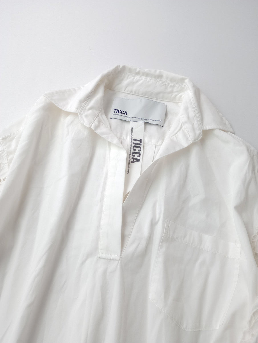 TICCA ティッカ コットンレース パフスリーブ ワンピース 白 ホワイト (15M＋4796) 【中古】