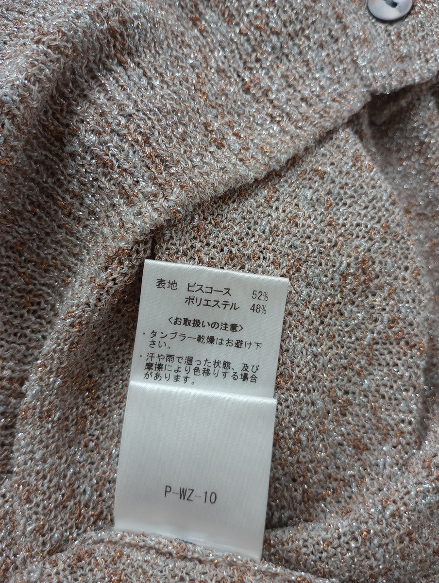 WHYTO ホワイト グリッター ニット カーディガン グレー ゴールド 【中古】