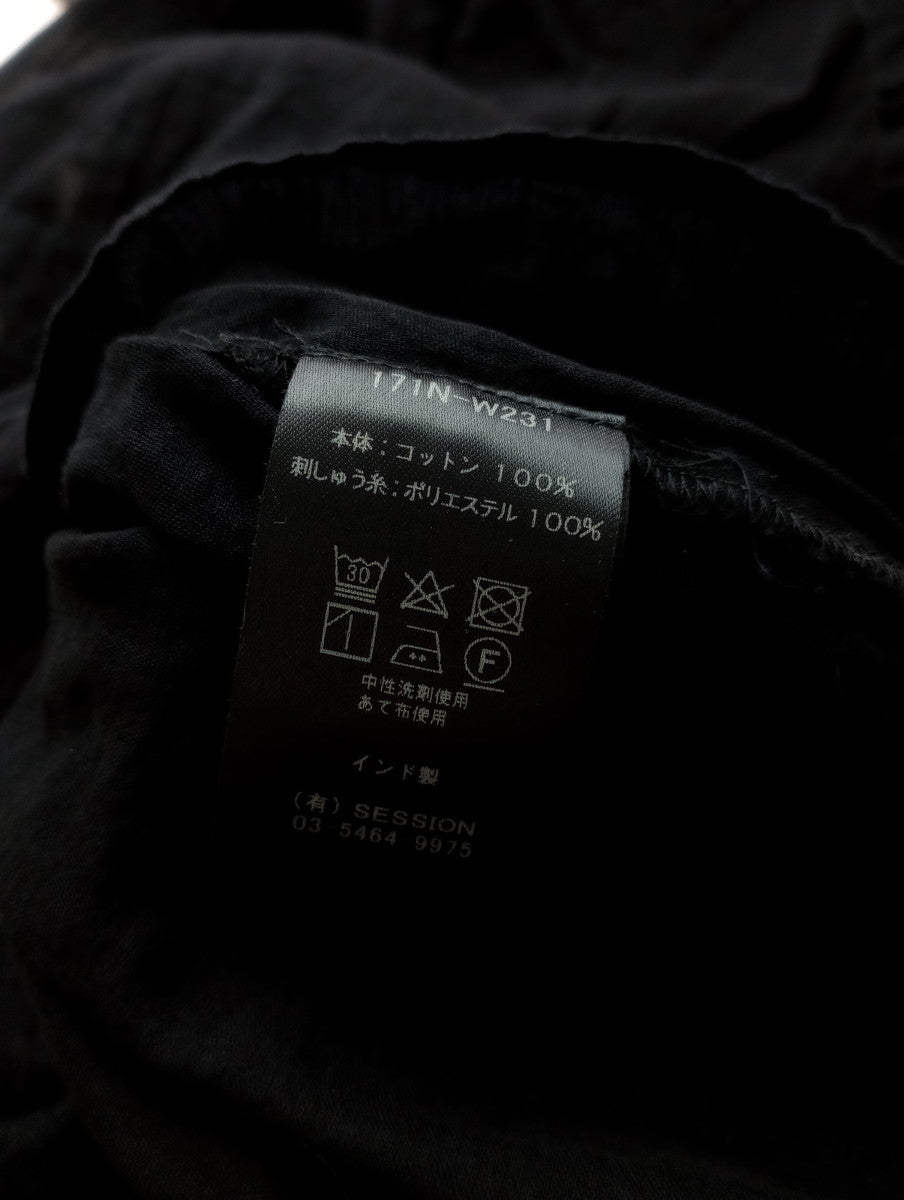 ne Quittez pas ヌキテパ  スリット ネック コットン フレア ワンピース  ロング  黒 ブラック (15M＋4799) 【中古】