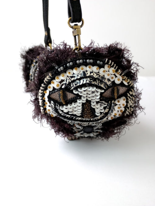 JAMIN PUECH ジャマンピュエッシュ 猫モチーフ ハンドバッグ 黒 ブラック系 など  【中古】