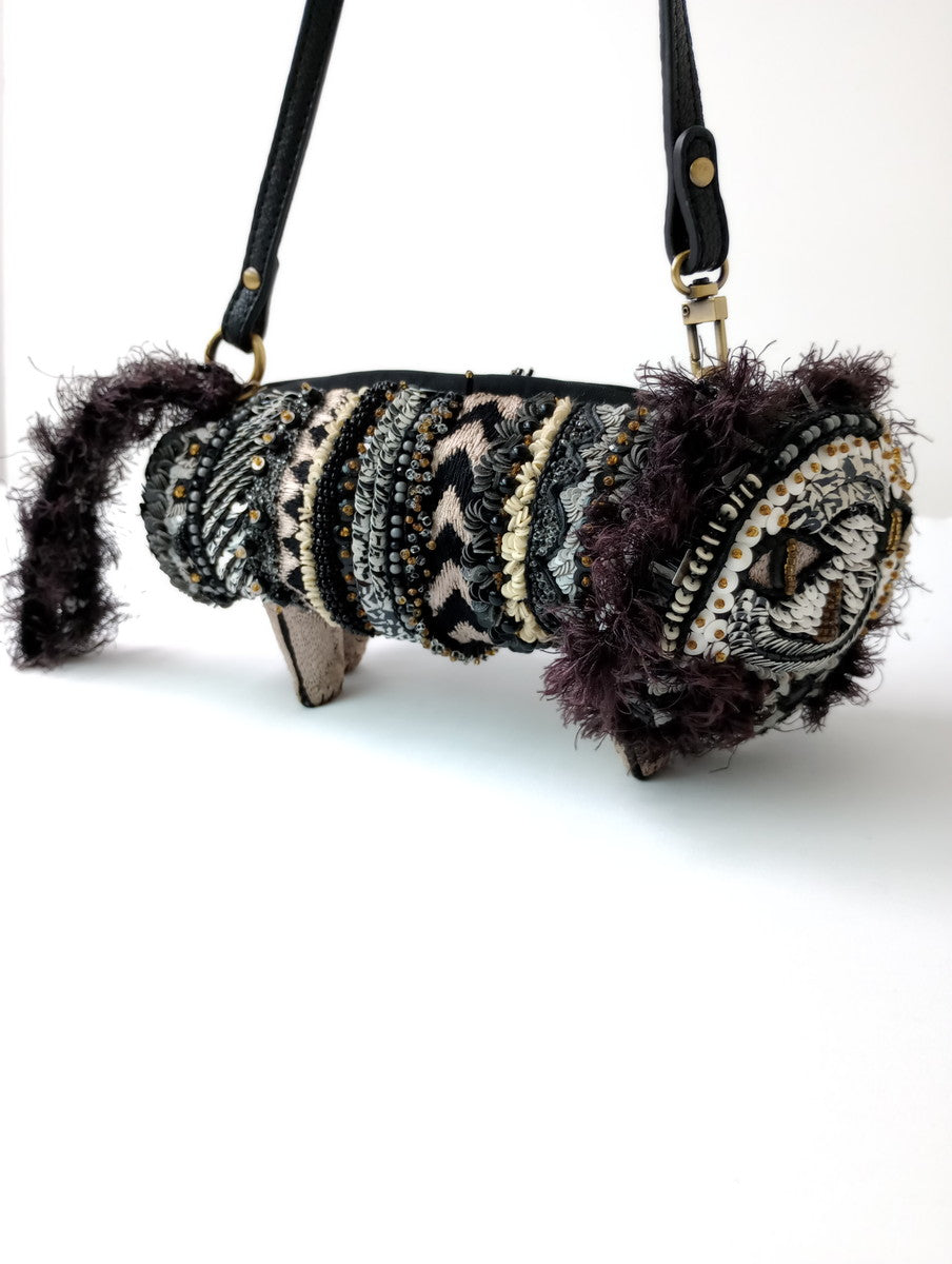 JAMIN PUECH ジャマンピュエッシュ 猫モチーフ ハンドバッグ 黒 ブラック系 など  【中古】