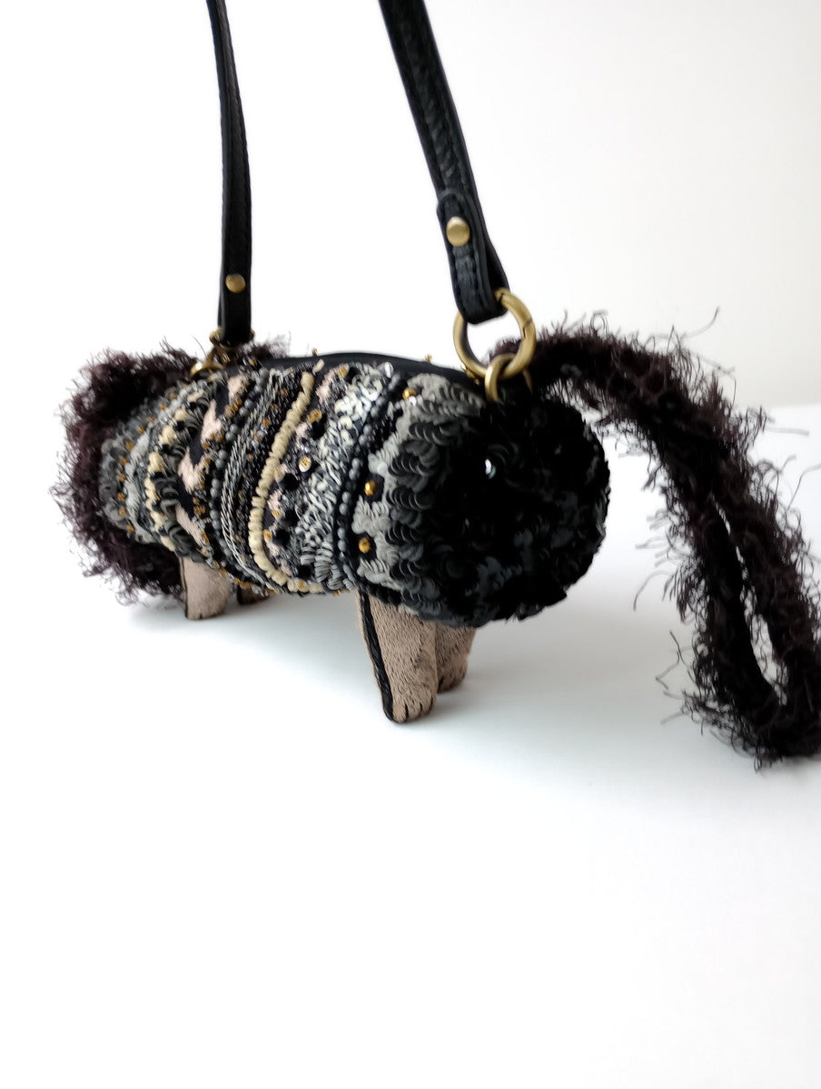 JAMIN PUECH ジャマンピュエッシュ 猫モチーフ ハンドバッグ 黒 ブラック系 など  【中古】