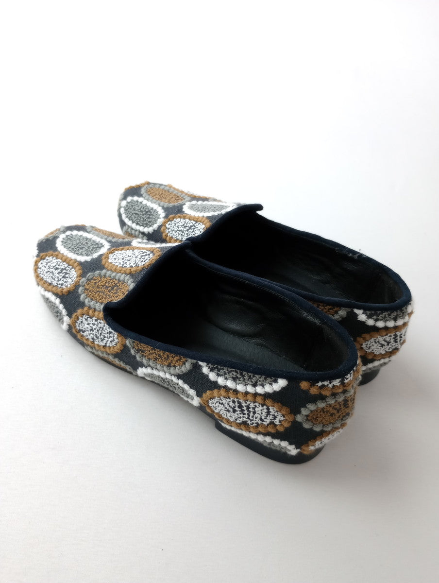 mina perhonen ミナペルホネン aurinko -tarte- 刺繍 オペラシューズ 靴  24 38 【中古】