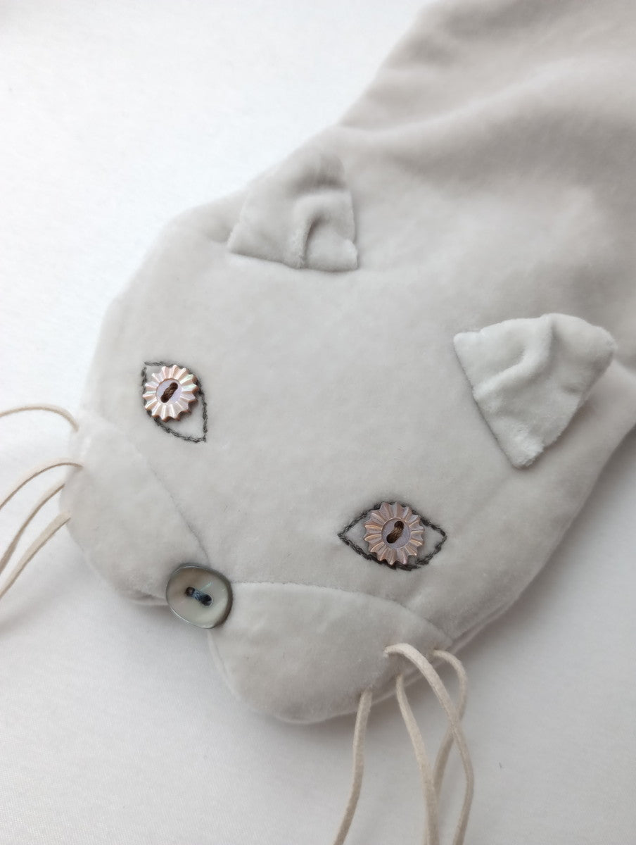 mina perhonen ミナペルホネン  miyao bag  ミャオバッグ  ベロア コットン  ライトグレー 【中古】
